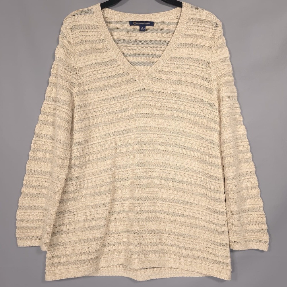 Brooks Brothers Women's Tunic Top‎ Knit Sparkle V Neck Sweater MEDIUM